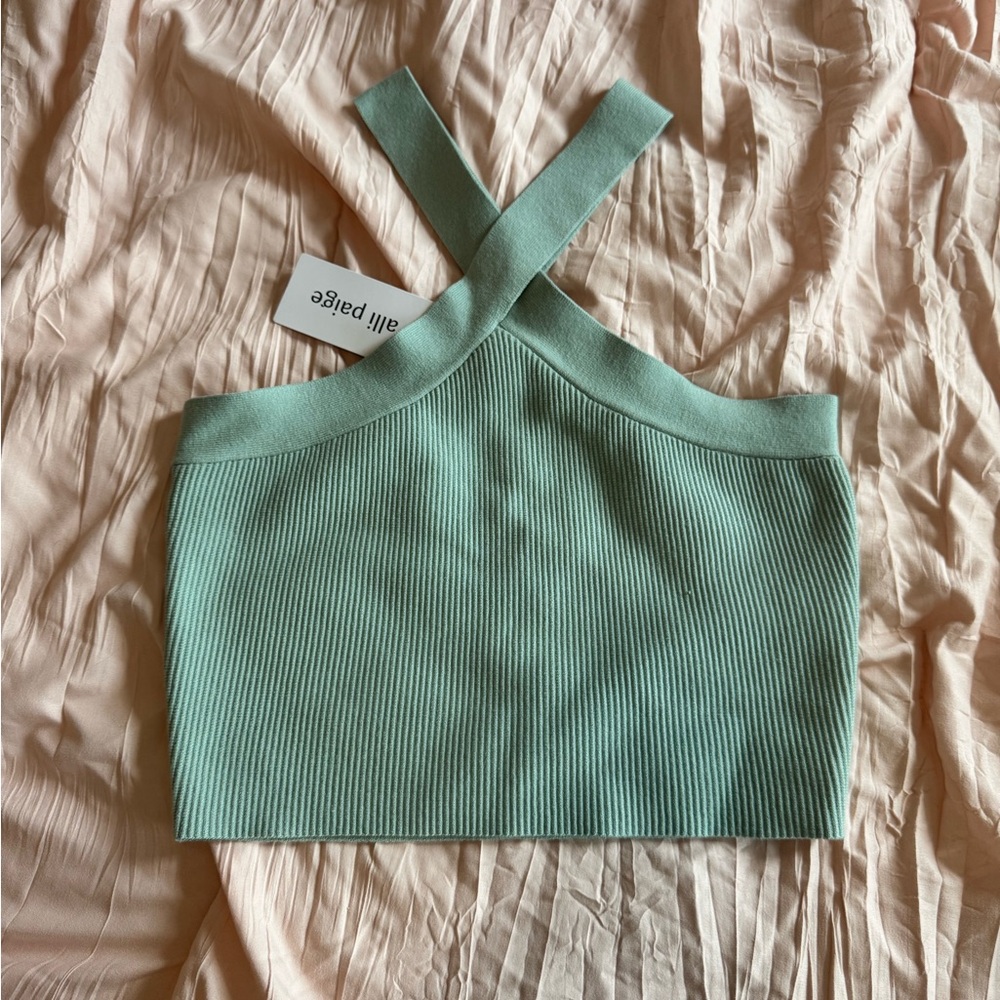 Women's Green Ribbed Crop Top